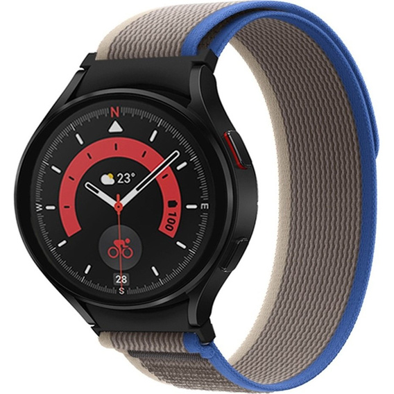 Pasek Nylonowy do Samsung Galaxy Watch 4/5/6/7/FE 40/42/43/44/45/46/47mm, Szary / Niebieski
