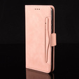 Etui z klapką do Realme GT 7 / 7T, Card Slot, różowe