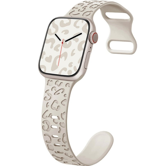 Pasek Silikonowy do Apple Watch 1/2/3/4/5/6/7/8/9/10/11/SE Ultra 1/2/3 42/44/45/46/49mm, Leopard, Beżowy