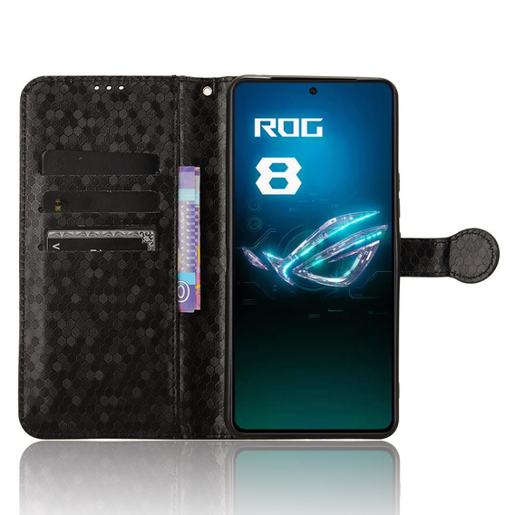Etui z klapką do ASUS ROG Phone 8 Pro, Wallet Rhombus, czarne