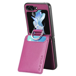 Etui do Samsung Galaxy Z Flip7 FE / Z Flip6, Card Slot Ring Case, fioletowe