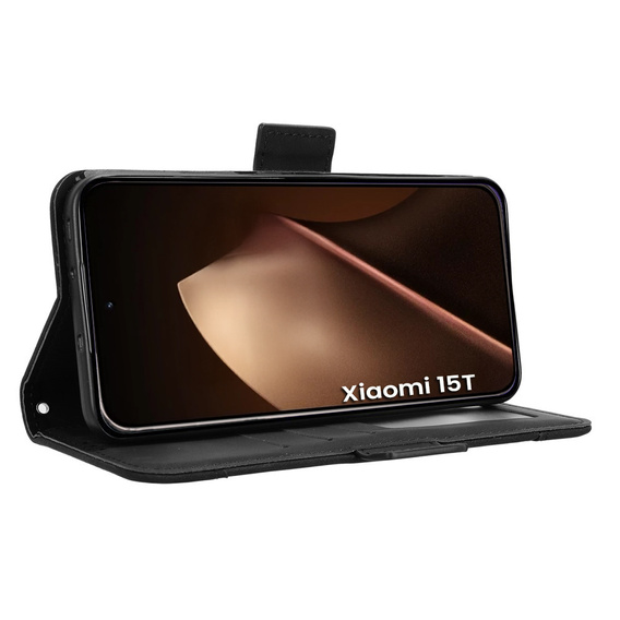Etui z klapką do Xiaomi 15T, Card Slot, czarne