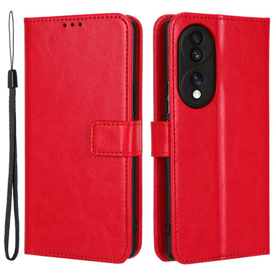 Etui z klapką do Honor 70 5G, Crazy Horse Wallet, czerwone
