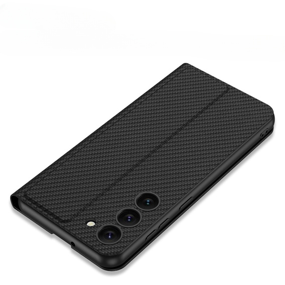 Etui z klapką do Samsung Galaxy S23, GKK Leather, carbon czarne