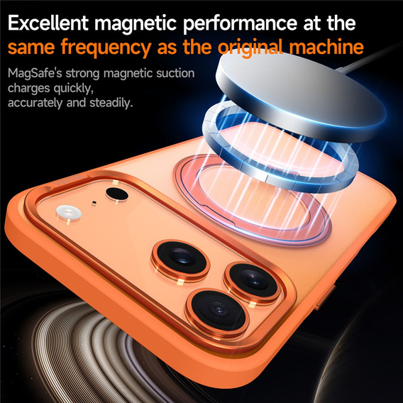 Etui SULADA Magnetic Matte z podstawką do iPhone 17 Pro Max – pomarańczowy