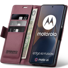 Etui do Motorola Edge 60 Fusion, ERBORD Glossy Litchi, portfel z klapką, czerwone
