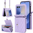 Etui skórzane Card Slots do Samsung Galaxy Z Flip7, fioletowe