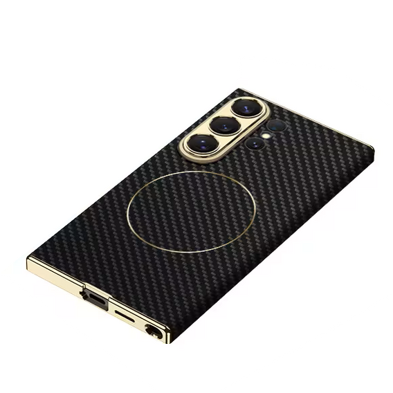 Etui do Samsung Galaxy S26 Ultra, GKK Nickel Ring Leather, carbon czarne