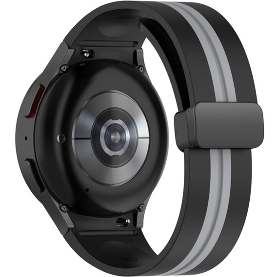 Pasek Silikonowy do Samsung Galaxy Watch 4/5/6/7/FE 40/42/43/44/45/46/47mm, Czarny / Szary