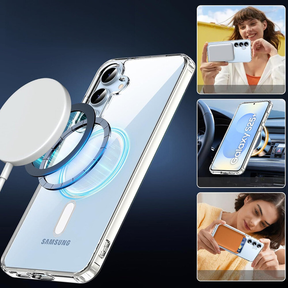 Etui do Samsung Galaxy S25+ Plus, Fusion Hybrid, do MagSafe, przezroczyste + Szkło 9H na ekran