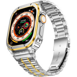 Stalowa bransoleta z etui do Apple Watch Ultra 1/2/3 49mm, Srebrna / Złota