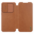 Etui z klapką NILLKIN do Samsung Galaxy A56 5G, CamShield Qin Pro, skórzane, brązowe