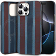 Etui do IPhone 16 Pro, Aramid Fiber Slim Case, do MagSafe, niebieskie / czerwone