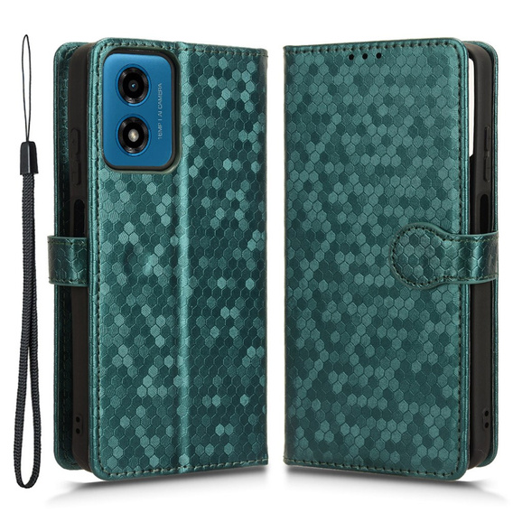 Etui z klapką do Motorola Moto G24 / G24 Power / G04, Wallet Rhombus, zielone