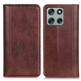 Etui z klapką do Motorola Moto G56 5G, Split Leather, brązowe