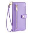 Etui z klapką do iPhone 14 Pro, Wallet Zipper Pocket, fioletowe