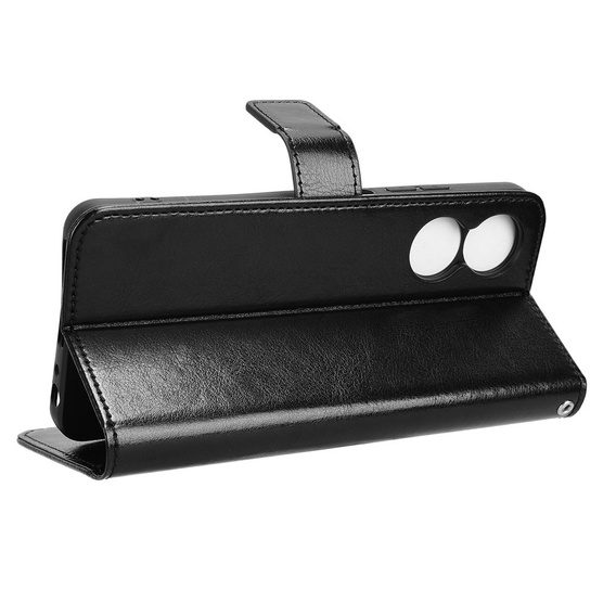 Etui z klapką do ZTE Blade A34, Crazy Horse Wallet, czarne