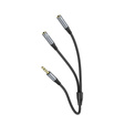 Hoco UPA21 Kabel AUX 2w1 Jack 3,5 mm (męski) do 2 × Jack 3,5 mm (żeński) 0,25 m -  szary