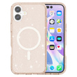 Etui do iPhone 17, do MagSafe, brokatowe, półprzezroczyste złote