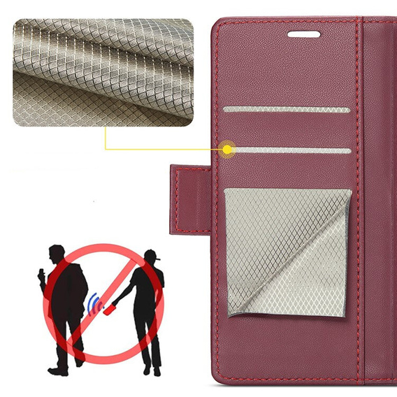 Etui do Oppo A18 4G / A38 4G, ERBORD Glossy Litchi, portfel z klapką, czerwone