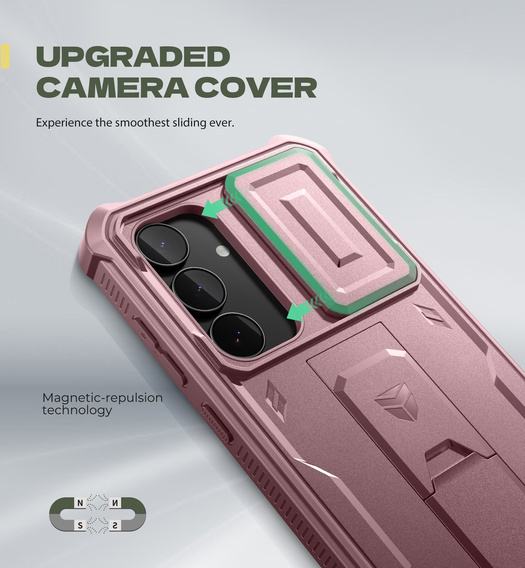 Etui pancerne do Samsung Galaxy S25 FE, Dexnor Full Body (Two Frames), różowe