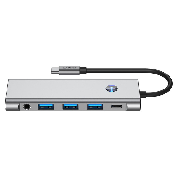 Tech-Protect HB04 Hub Adapter 9 w 1 TYPE-C + USB2.0 + USB3.0 + HDMI 4K 60HZ + SD/TF + PD100W + AV3.5, Szary