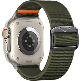 Pasek Nylonowy do Apple Watch 1/2/3/4/5/6/7/8/9/10/11/SE Ultra 1/2/3 42/44/45/46/49mm, elastyczny, Zielony
