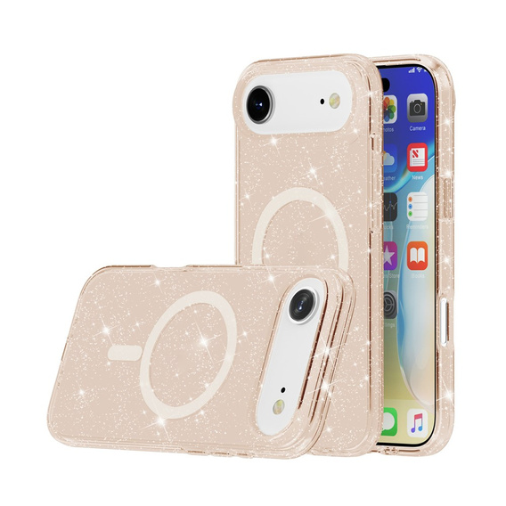 Etui do iPhone Air, do MagSafe, brokatowe, półprzezroczyste złote