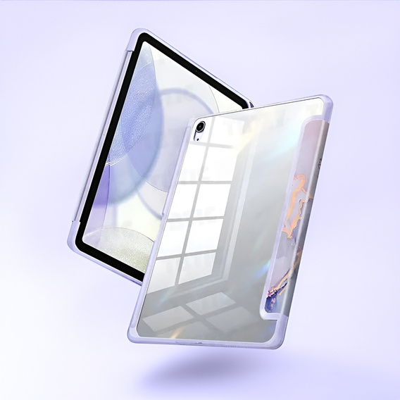 Etui do Samsung Galaxy Tab S11, Smartcase Hybrid, z miejscem na rysik, Marble fioletowe