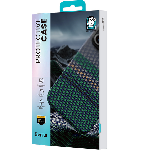 Etui BENKS Kevlar do iPhone 16 Pro, Magnetic Armor Air Aurora 600D SA65, do MagSafe,