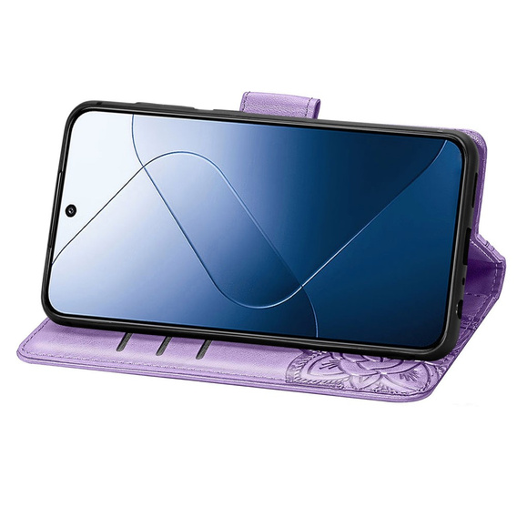 Etui z klapką do Xiaomi 14T Pro, Butterfly, fioletowe