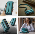 Etui CASEME do Samsung Galaxy A55 5G, RFID Leather Wallet, z paskiem na ramię, zielone