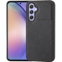 Etui skórzane do Samsung Galaxy A54, Obudowa Lychee leather Case, czarne