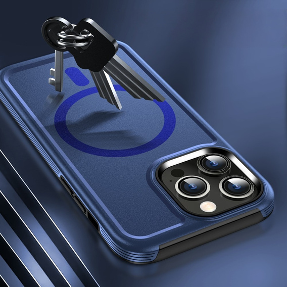 Etui magnetyczne MagGuard do iPhone 15 Pro Max, MagSafe, niebieskie