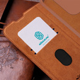 Etui z klapką NILLKIN do Samsung Galaxy A55 5G, CamShield Qin Pro, skórzane, brązowe