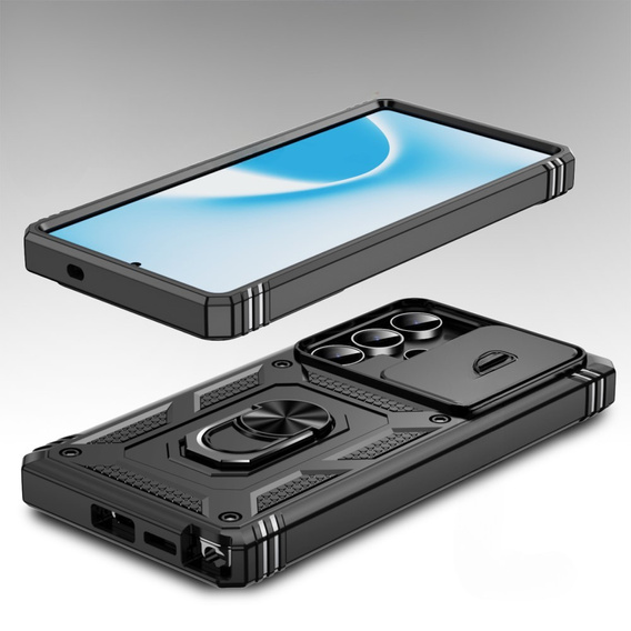 Etui do Samsung Galaxy S25 Ultra, KickStand Camera Lens, czarne