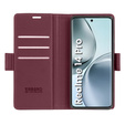 Etui do Realme 14 Pro 5G, ERBORD Glossy Litchi, portfel z klapką, czerwone