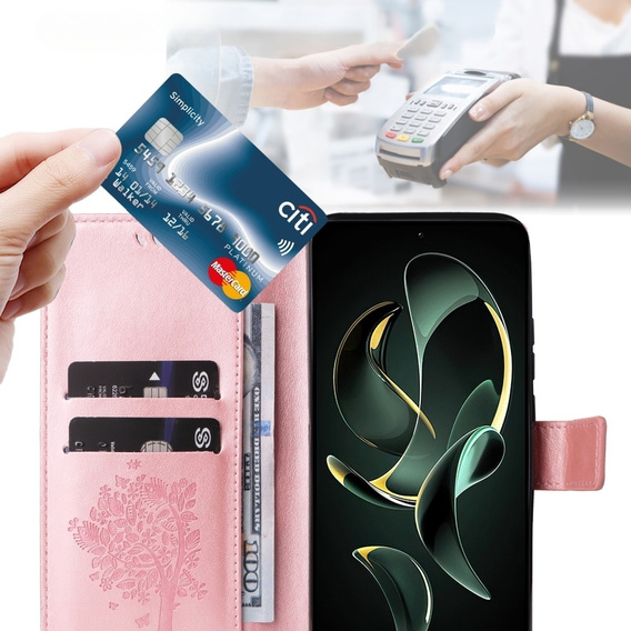 Etui z klapką do Xiaomi 13T / 13T Pro, Butterfly, różowe rose gold