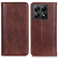 Etui do Xiaomi 14T, Wallet Litchi Leather, brązowe