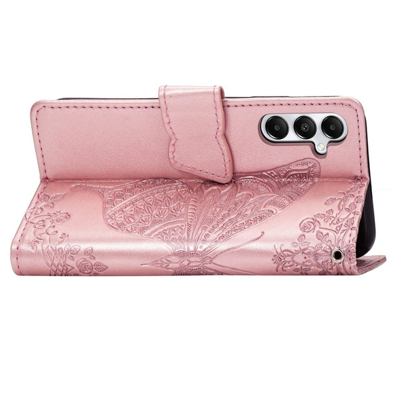 Etui z klapką do Samsung Galaxy A05s, Butterfly, różowe rose gold
