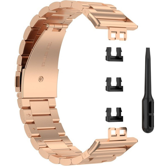 Bransoleta pasek Stainless do Huawei Watch Fit - Różowe złoto