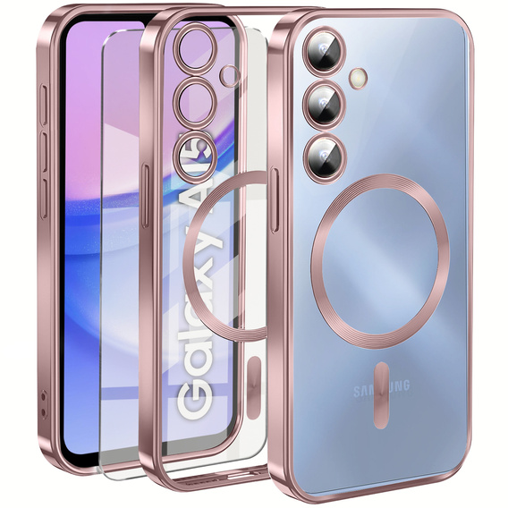 Etui do Samsung Galaxy A15 4G/5G, Electro MagSafe, różowe + Szkło na ekran