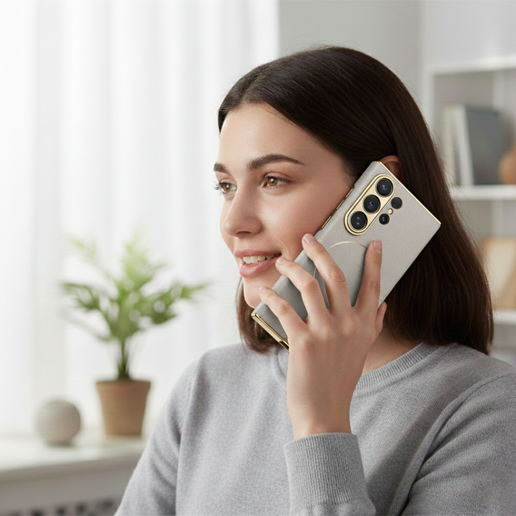 Etui do Samsung Galaxy S26 Ultra, GKK Nickel Ring Leather, tytanowe szare