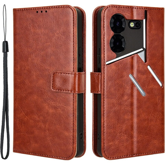 Etui z klapką do Tecno Pova 5 Pro 4G, Crazy Horse Wallet, brązowe