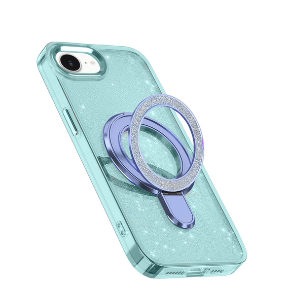 Etui do iPhone 16e, Glittery Magnetic Kickstand, niebieskie