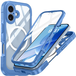 Etui do iPhone 17, Shockproof, ze szkłem, do MagSafe, niebieskie