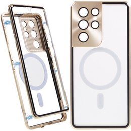 Etui Magnetic Dual Glass MagSafe do Samsung Galaxy S21 Ultra, złote