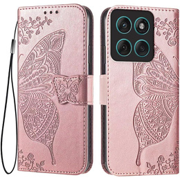 Etui z klapką do Motorola Moto G86 5G, Butterfly, różowe rose gold