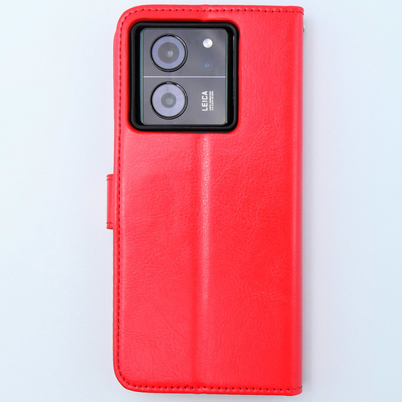 Etui z klapką do Xiaomi 13T / 13T Pro, Crazy Horse Wallet, czerwone