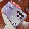 Etui do Samsung Galaxy S23 Ultra, Glitter Flower, fioletowe